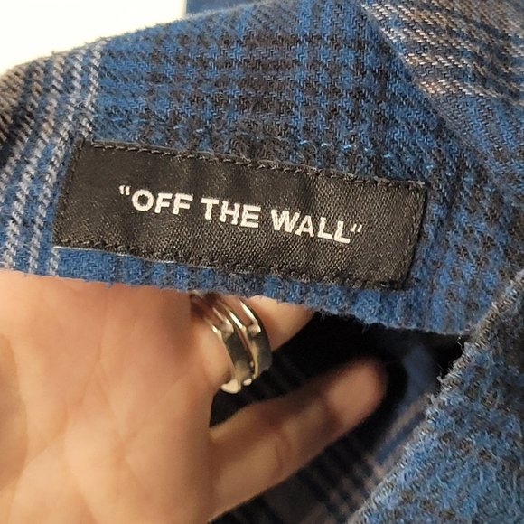 Vans Flannel Shirt Plaid Gray Blue Long Sleeve Button Oversized Cotton Blend L - Picture 8 of 12